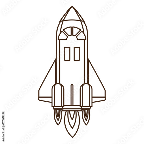 rocket taking off in white background
