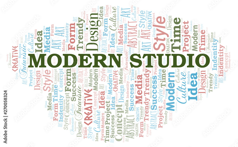 Obraz premium Modern Studio word cloud. Wordcloud made with text only.