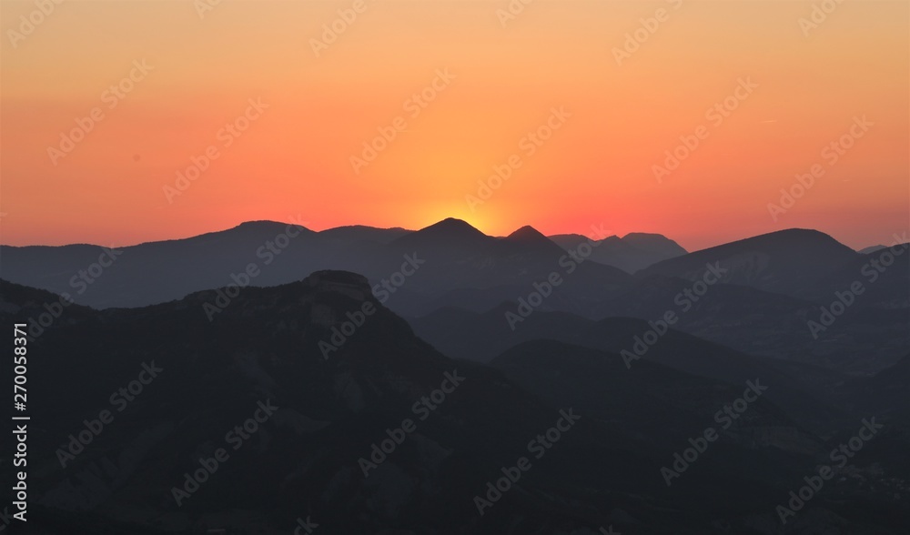 sunset in mountains