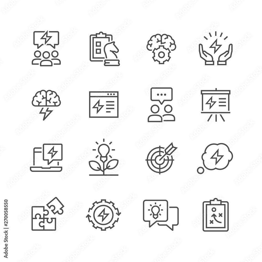 Brainstorming Line Icons Set Brainstorming Line Icons Set