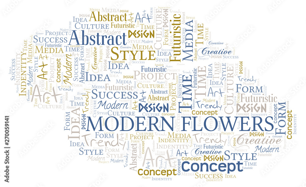 Fototapeta premium Modern Flowers word cloud. Wordcloud made with text only.