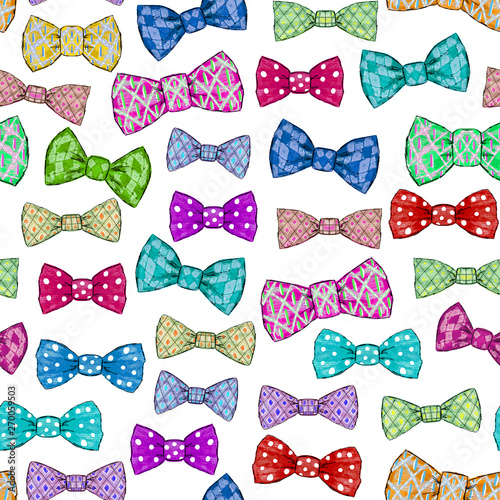Seamless pattern with bow tie on white background