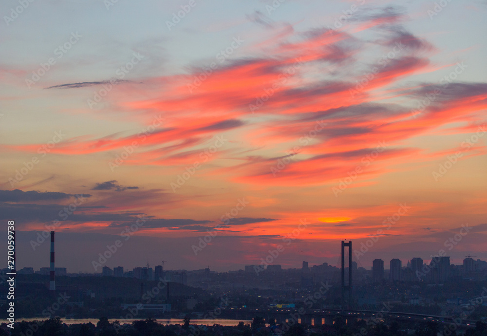 Sunset sky over the city