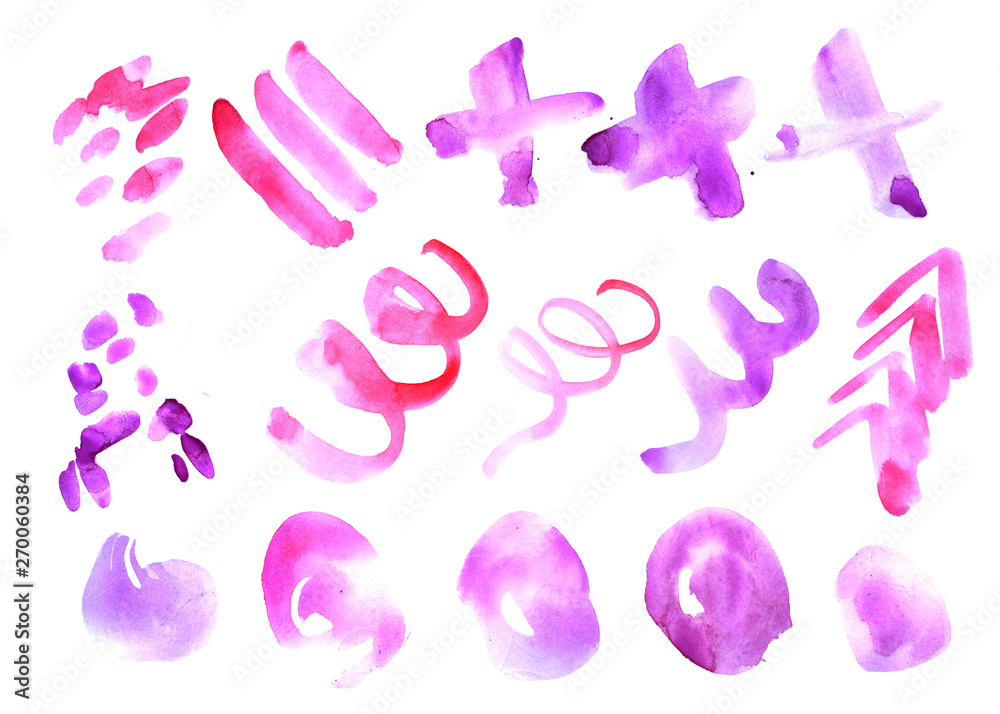 Watercolor set of textures isolated on a white background. Watercolor set of textures isolated on a white background.