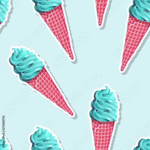 Seamless pattern with ice cream and ice pop