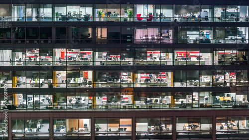 Photography .Office building at night. Late night at work