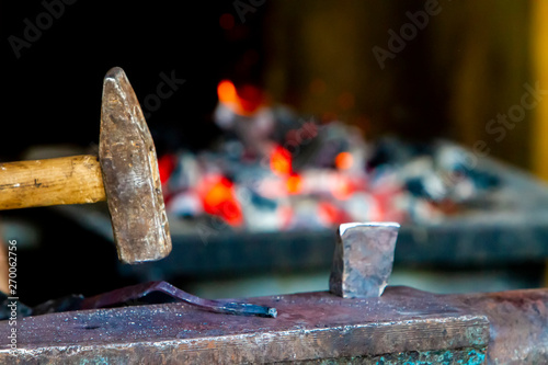 Detail of the vintage blacksmith workshop