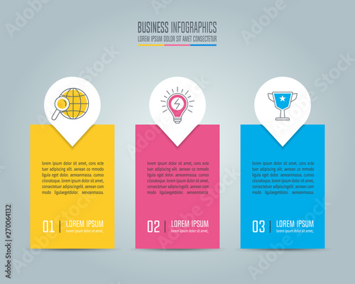 infographic design business concept with 3 options, parts or processes.