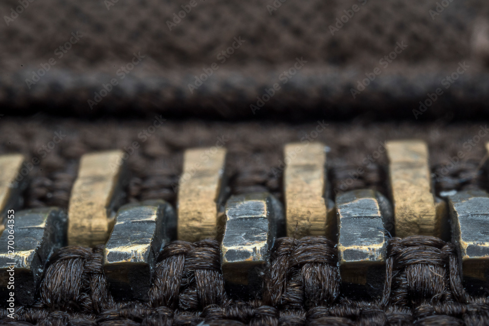 Close up. Closeup detail of a metal zipper Close up. Closeup detail of a metal zipper