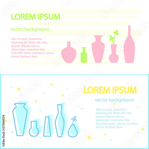 Templates of the advertising brochure for manufacturers or distributors of various vases and jugs. Graphics for advertising, business cards, announcements and banners.