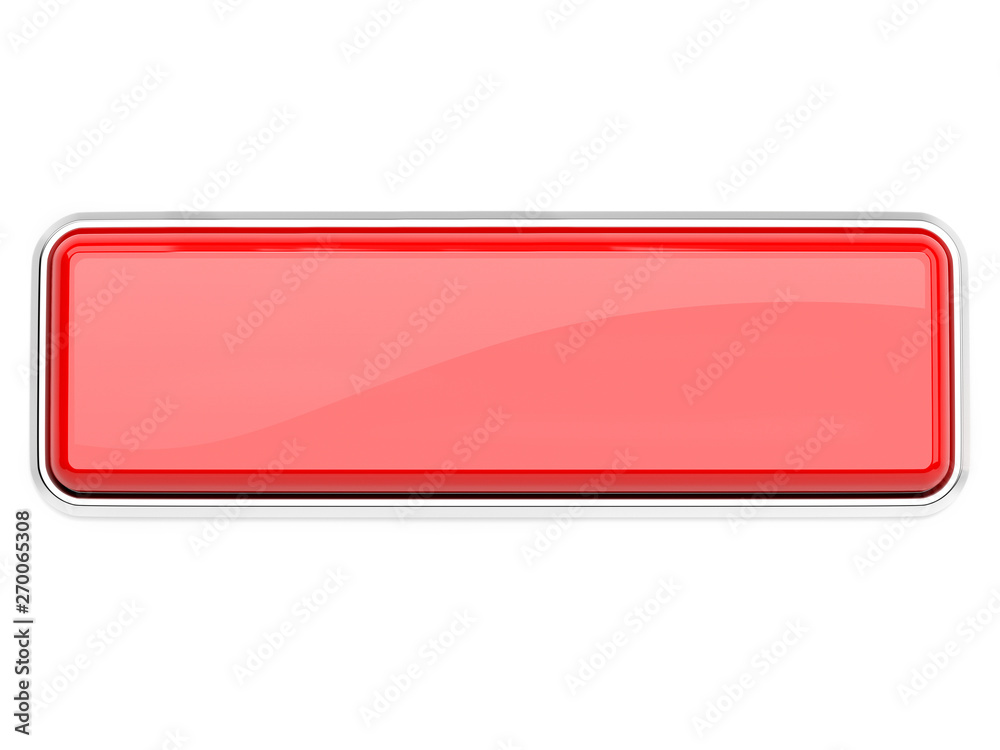 Red glass button. Square push button with metal frame. 3d rendering illustration isolated Red glass button. Square push button with metal frame. 3d rendering illustration isolated