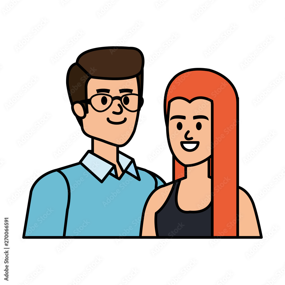 young couple lovers avatars characters young couple lovers avatars characters