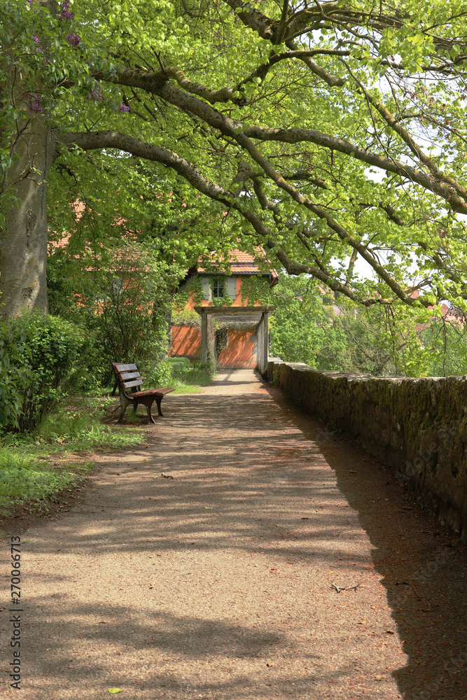walking path near the Garden House in Rothenburg ob der Tauber, Germany walking path near the Garden House in Rothenburg ob der Tauber, Germany