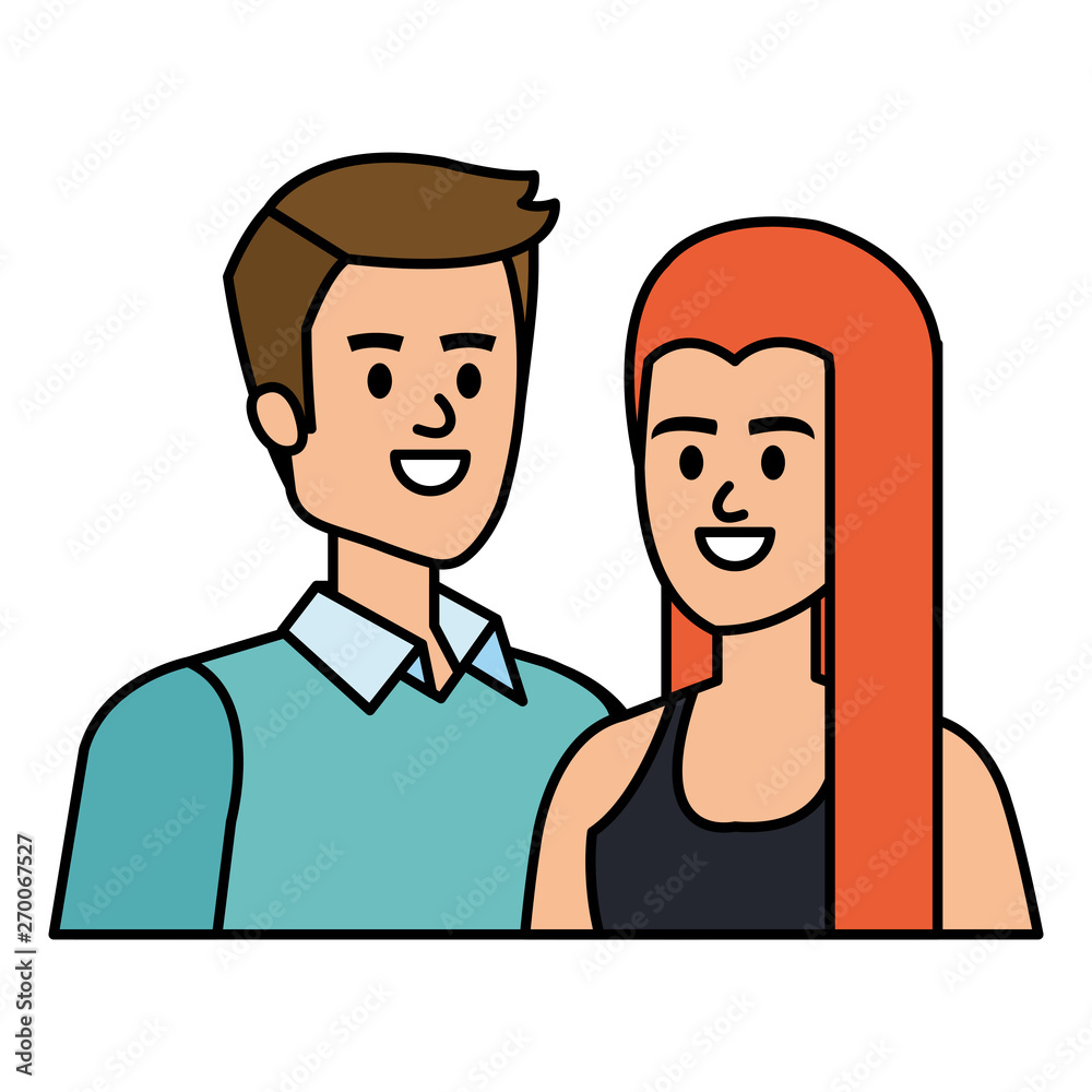 Obraz premium young couple lovers avatars characters