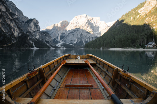 Boatview over the lago di braies, italy