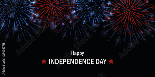 happy Independence Day usa firework in blue and red colors vector illustration EPS10