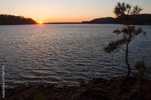 Sunset Carters Lake - North Georgia - Blue Ridge Mountains - Earthen Embankment Dam