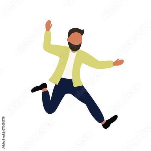 The man rejoices and jumps. Dancing boy. Vector illustration
