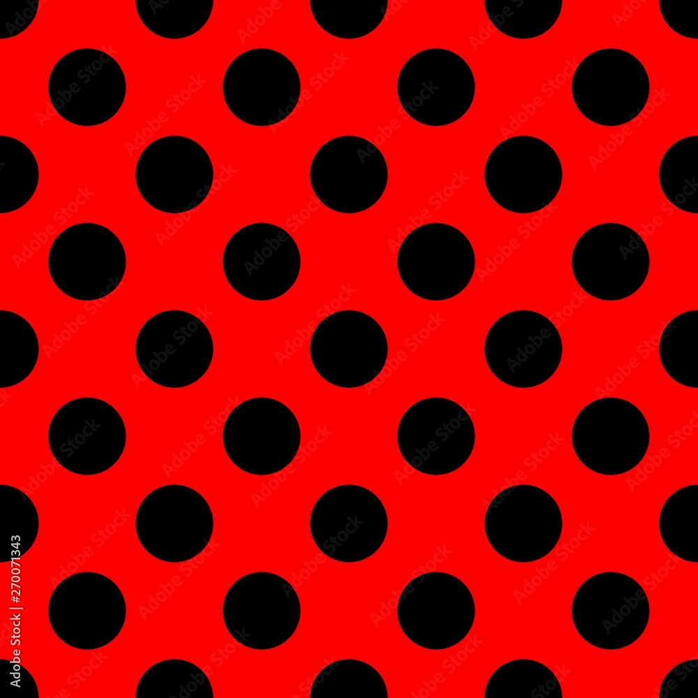 Tile vector pattern with black polka dots on red background Tile vector pattern with black polka dots on red background