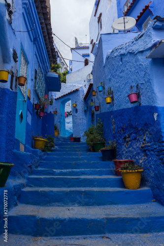 Traditional moroccan architectural details in the streets of the Blue City, Chefchaouen, Morocco © rutkowskii