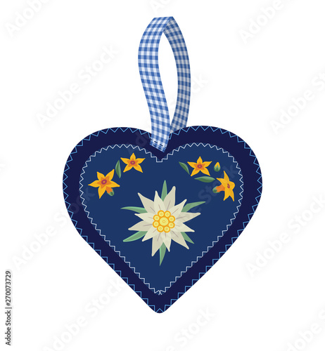 Alpine edelweisse in heart vector icon