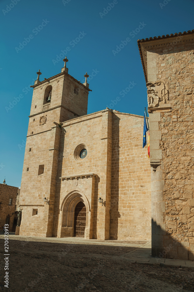 The gothic Santa Maria Cathedral and old buildings at Caceres