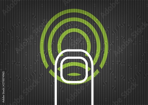 Approve Concept,Digital Scanning and Finger Print,Scan Identification System design,on Circuit background Hi-tech and technology Concept design,Vector Illustration.