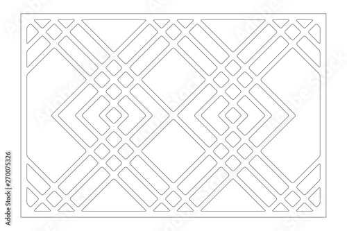 Laser cut panel. Decorative card for cutting. Line  square art pattern. Ratio 2 3. Vector illustration.