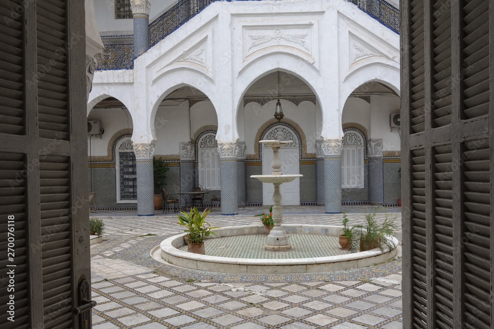 Fez, Morocco - March 25th, 2019: Inside the Palais El Mokri, family owned and used partly as an accommodation for tourists. Medina of Fez.
