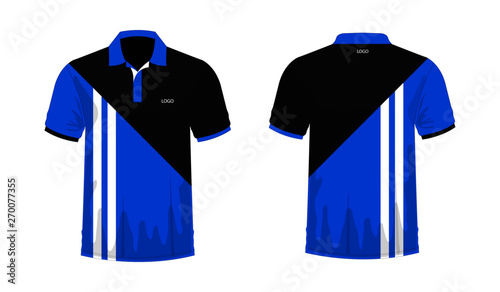 T-shirt Polo blue and black template for design on white background. Vector illustration eps 10.
