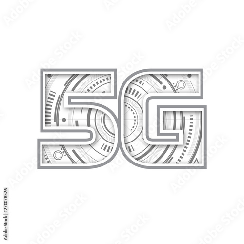 5G New mobile communication technology .High Speed Internet .Futuristic interface, HUD, vector .