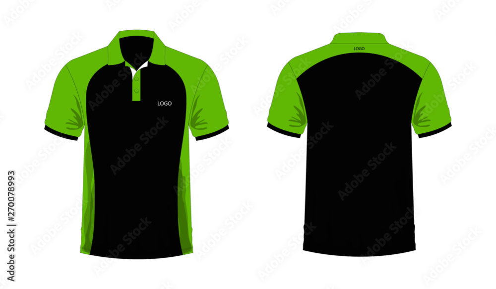 T-shirt Polo green and black template for design on white background ...