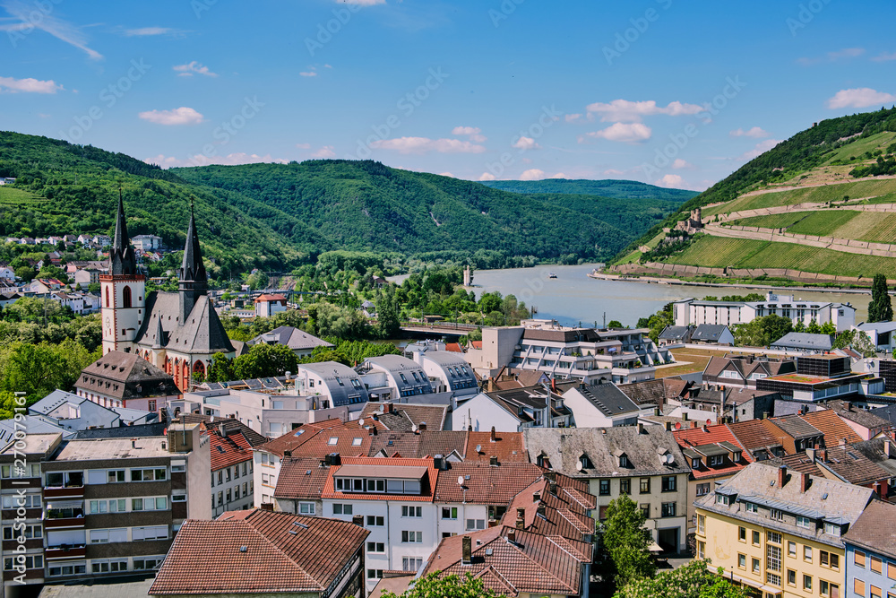 cityscape of Bingen with view over river rhine