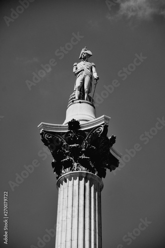 The statue of Admiral Nelson that sits ontop of Nelson's Column in London photo