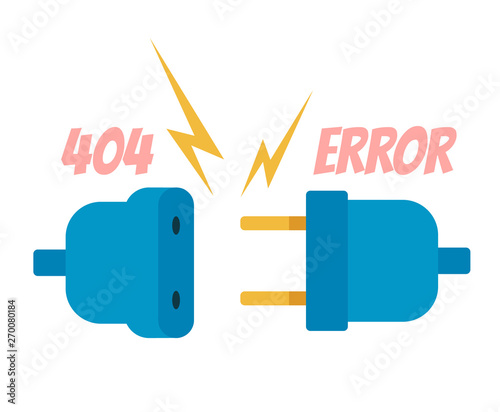 404 error mistake fail under construction web site page banner. Vector flat cartoon graphic design illustration