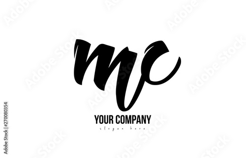 black and white mc m c alphabet letter combination logo icon design photo