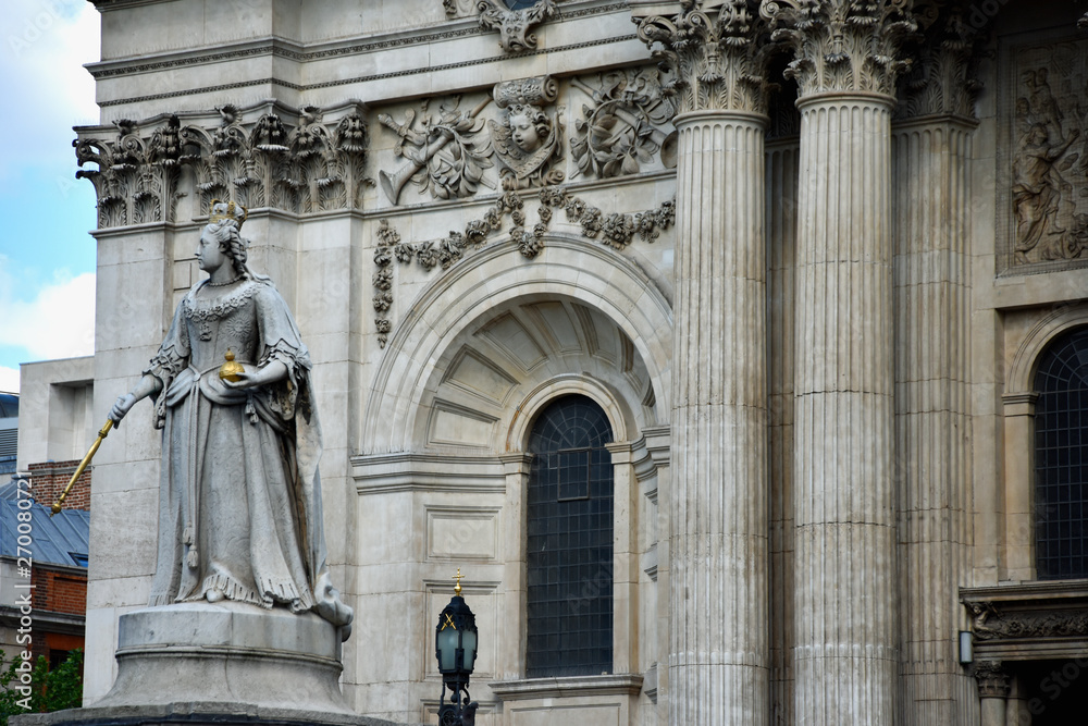 Queen Anne Replica Statue outside of St. Paul's Cathedral in London, England