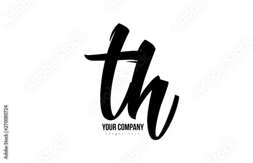 black and white th t h alphabet letter combination logo icon design