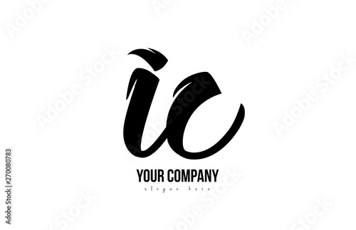 black and white ic i c alphabet letter combination logo icon design