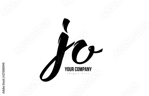 black and white jo j o alphabet letter combination logo icon design