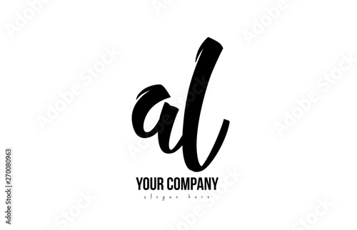 black and white al a l alphabet letter combination logo icon design
