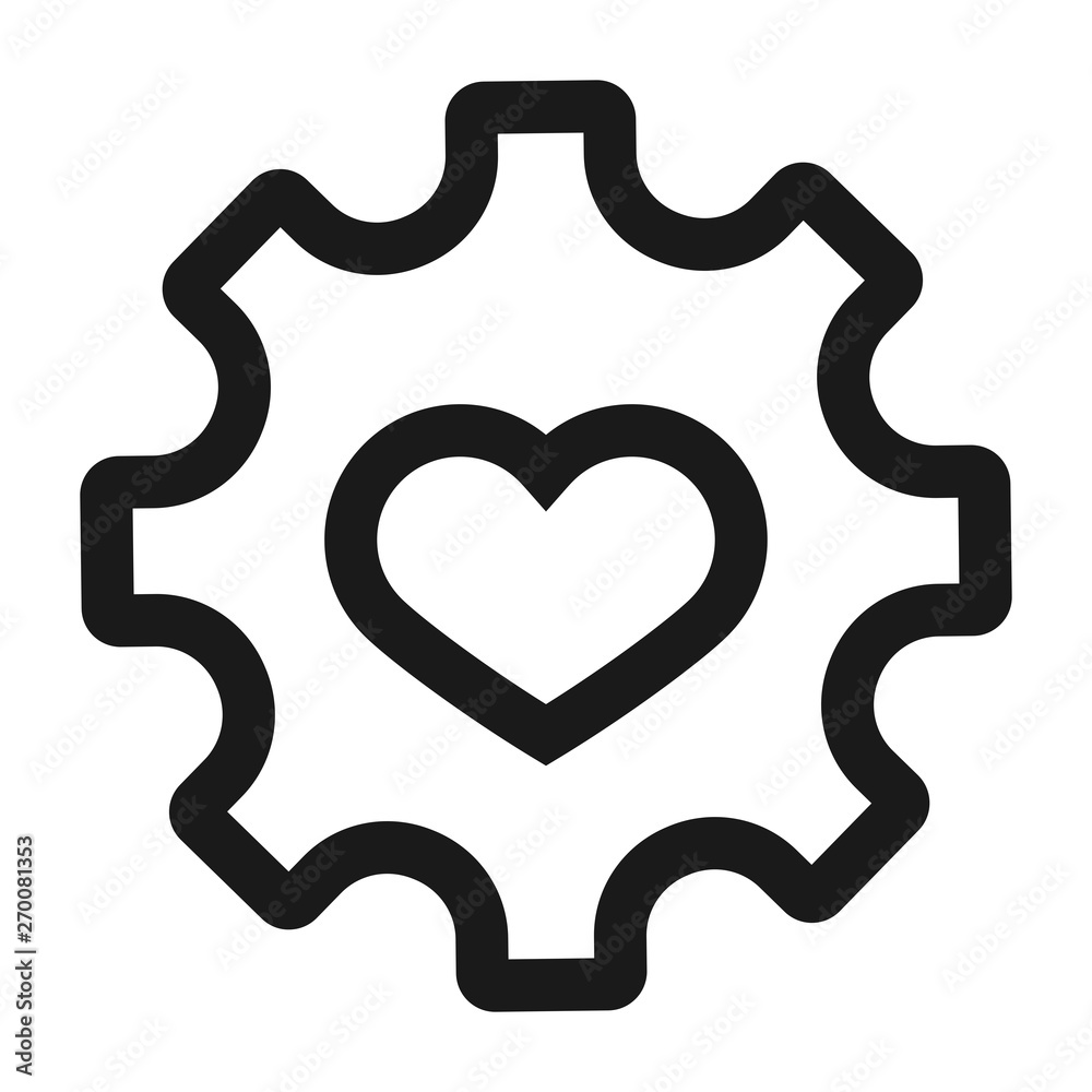 heart in gear - minimal line web icon. simple vector illustration. concept for infographic, website or app. heart in gear - minimal line web icon. simple vector illustration. concept for infographic, website or app.