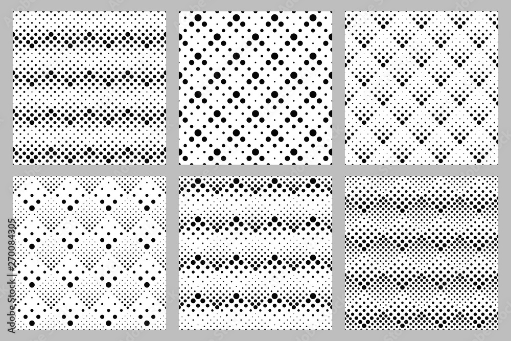 Seamless geometrical circle pattern background set - abstract vector graphic from circles Seamless geometrical circle pattern background set - abstract vector graphic from circles