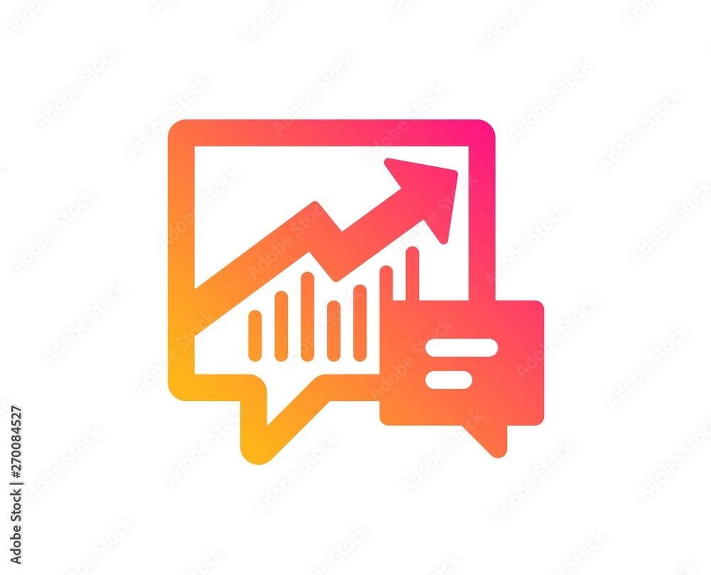 Chart icon. Report graph or Sales growth sign in speech bubble. Analysis and Statistics data symbol. Classic flat style. Gradient accounting icon. Vector Chart icon. Report graph or Sales growth sign in speech bubble. Analysis and Statistics data symbol. Classic flat style. Gradient accounting icon. Vector