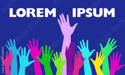 Vector Hand Bright banner colored hands reaching up