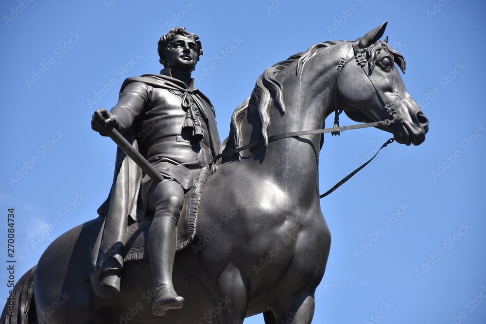 King George IV (1762-1830) statue on Trafalgar Square, London, England. George the Fourth was King of England, Scotland and Ireland