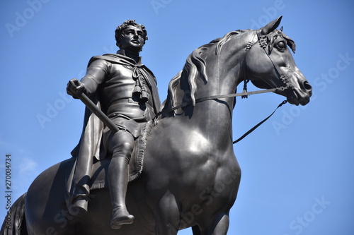 King George IV (1762-1830) statue on Trafalgar Square, London, England. George the Fourth was King of England, Scotland and Ireland