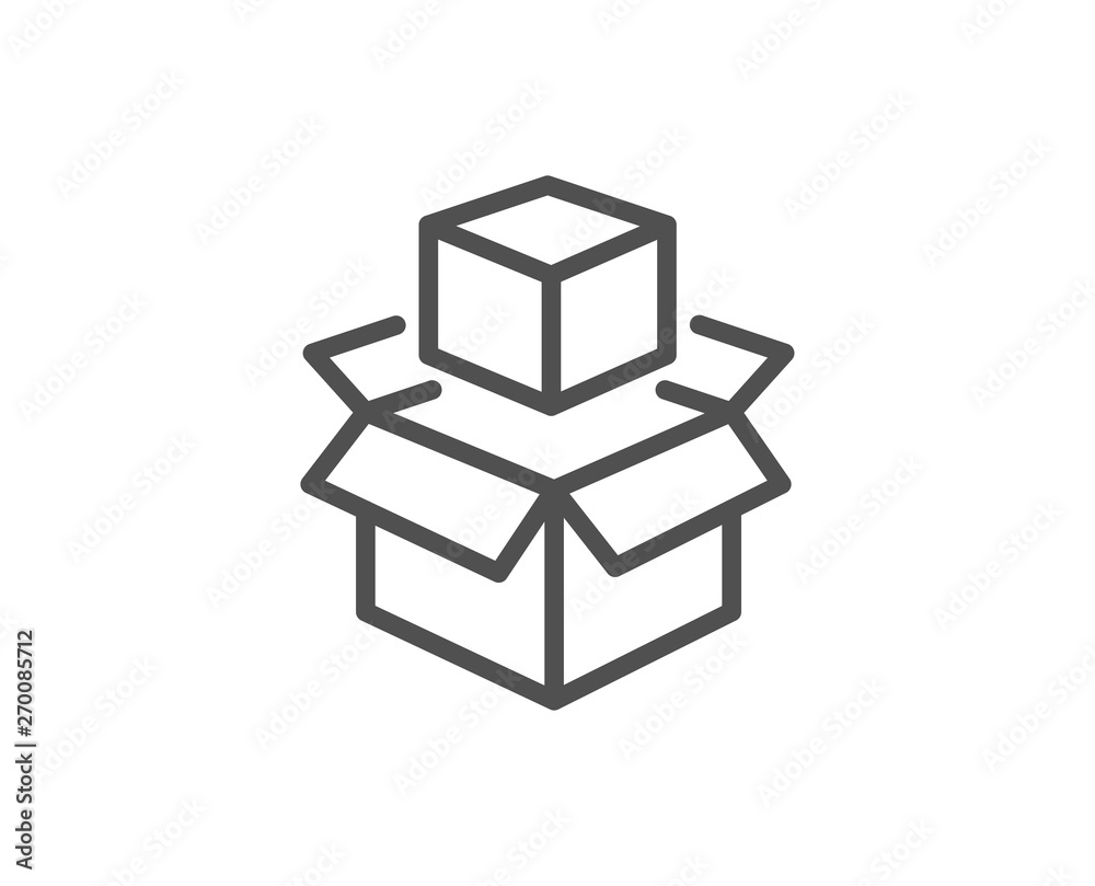 Box line icon. Delivery parcel sign. Packing boxes symbol. Quality design element. Linear style packing boxes icon. Editable stroke. Vector Box line icon. Delivery parcel sign. Packing boxes symbol. Quality design element. Linear style packing boxes icon. Editable stroke. Vector