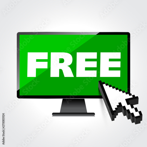 Word FREE display on High-quality computer display, monitor screen.