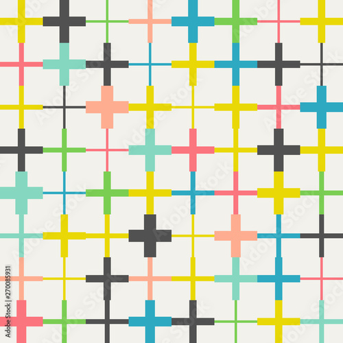 Seamless crosses pattern. Background with colorful different pluses photo